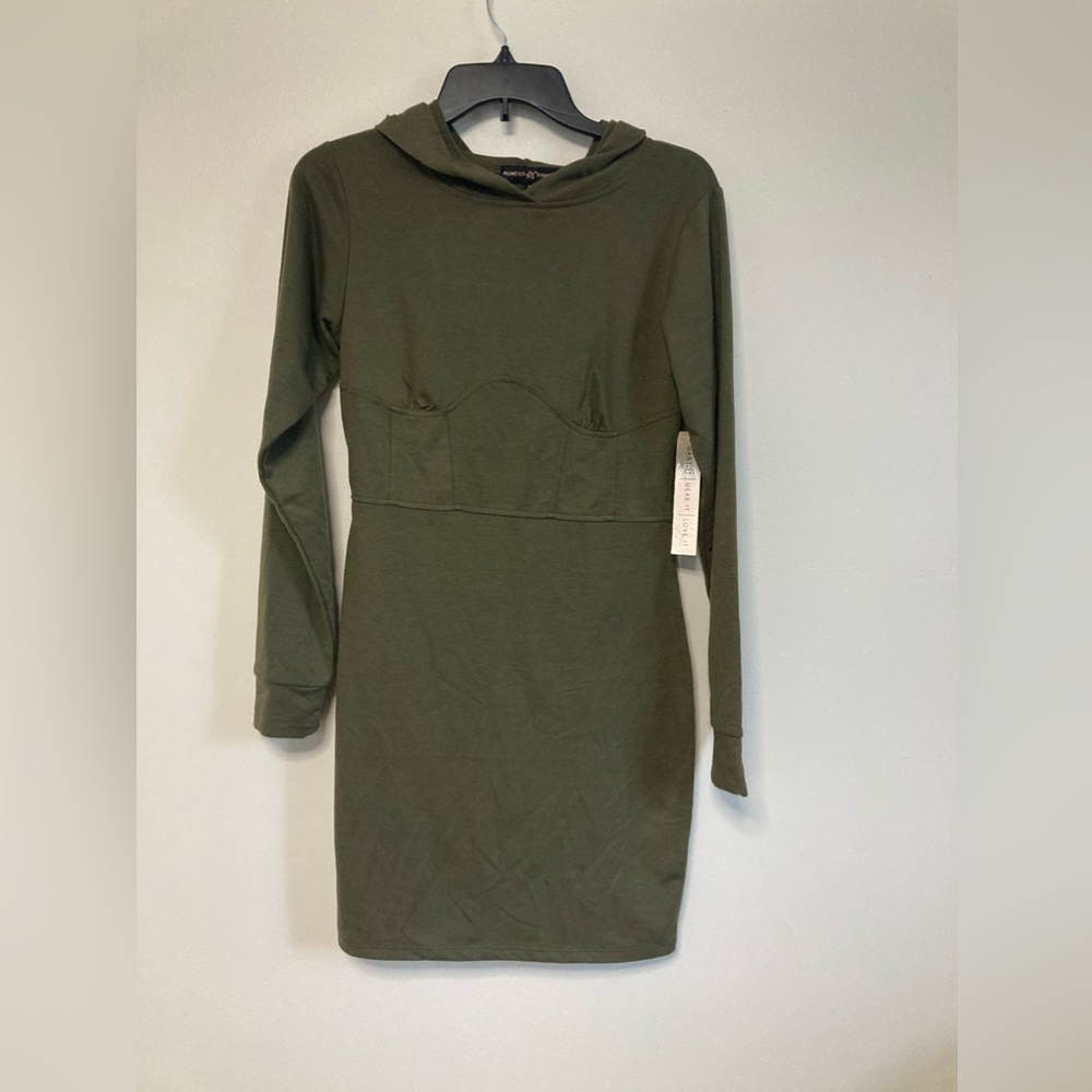 NWT!!Almost Famous Olive Green Hooded Dress